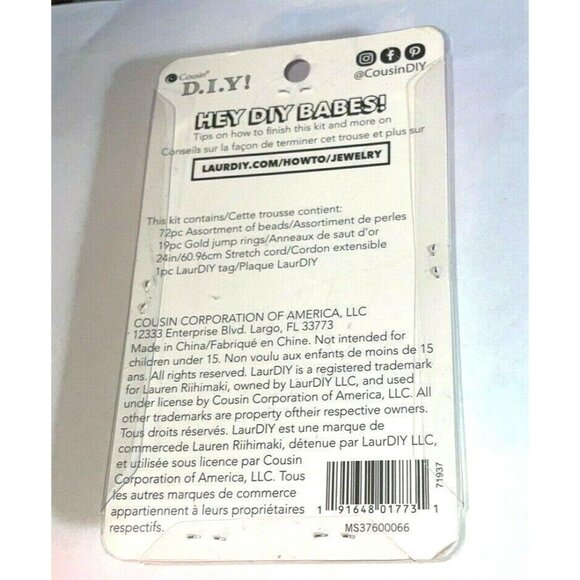 Jewelry Making Kit LaurDIY Black Gold Stretch Bracelet Mini DIY NISP - Picture 3 of 6